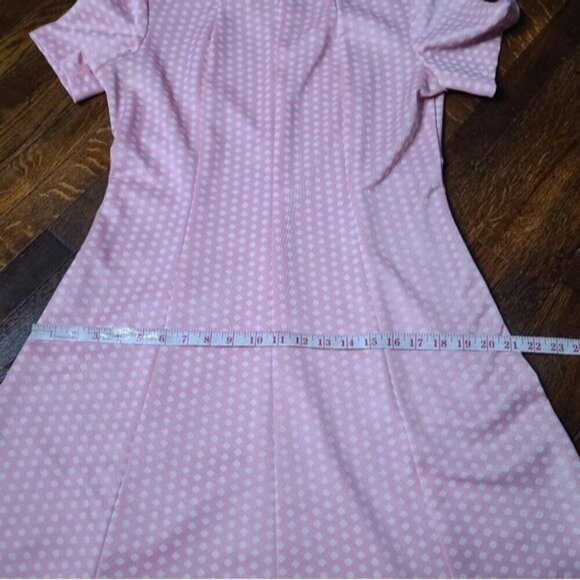 Vintage 60s Mod Pink White Polka Dot Pinup Rockabilly Dress - Picture 10 of 15